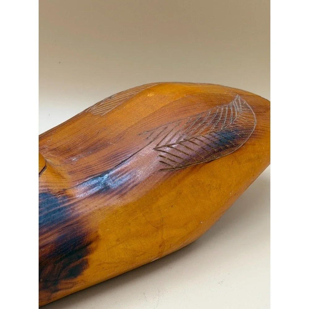 Vintage 1984 Hand Carved Wooden Duck Decoy Folk Art Signed DON 84 12